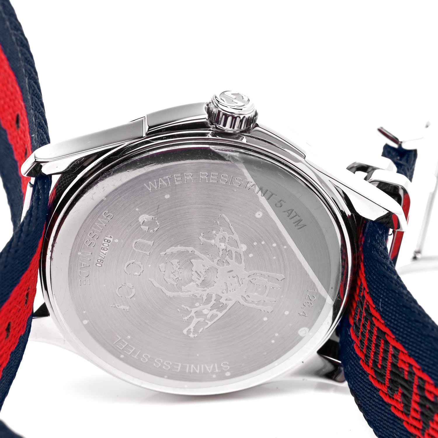 Gucci Stainless Steel Nylon 38mm Le Marche Des Merveilles Tiger Quartz Watch Navy 4 of 5
