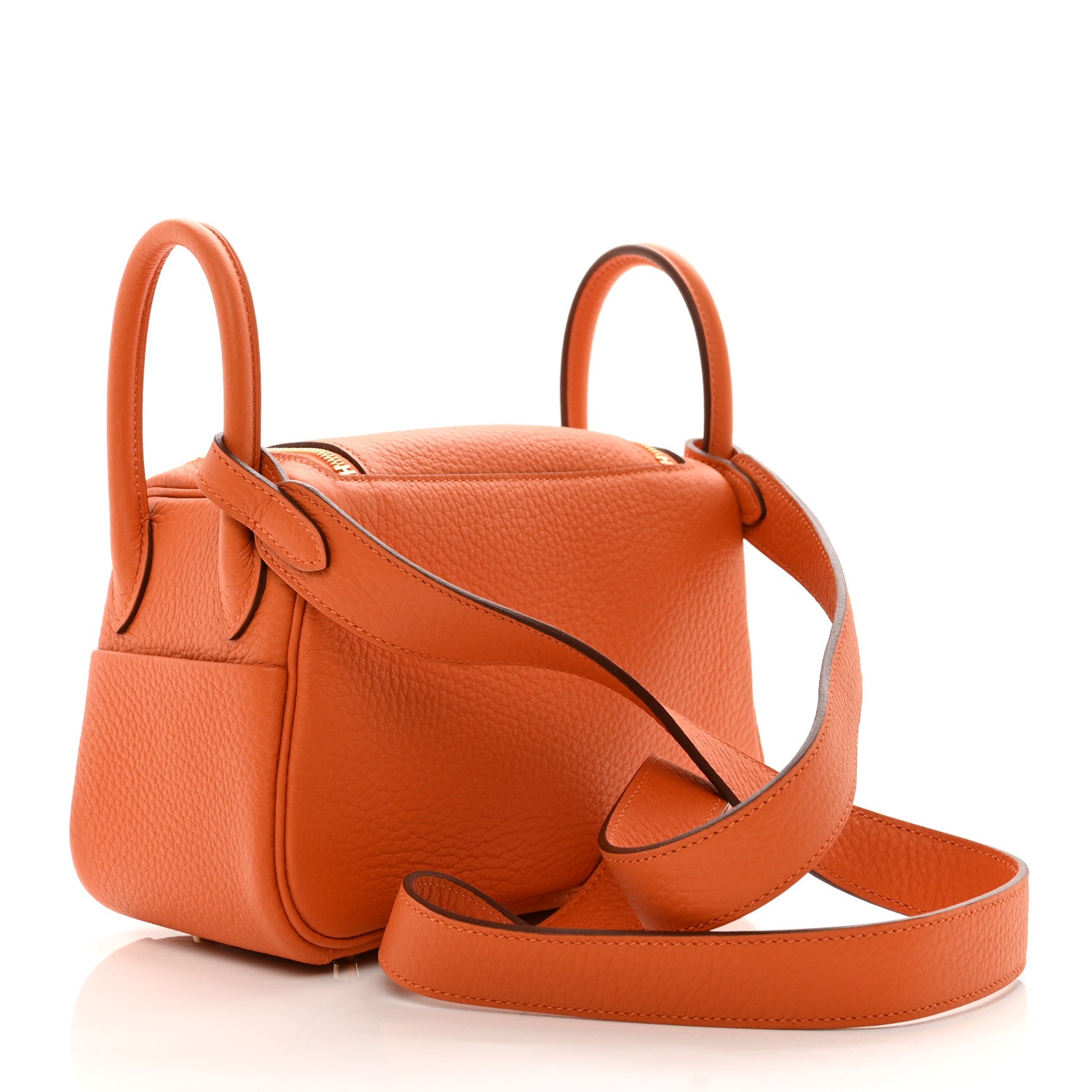 Hermes Taurillon Clemence Mini Lindy 20 Orange 3 of 10