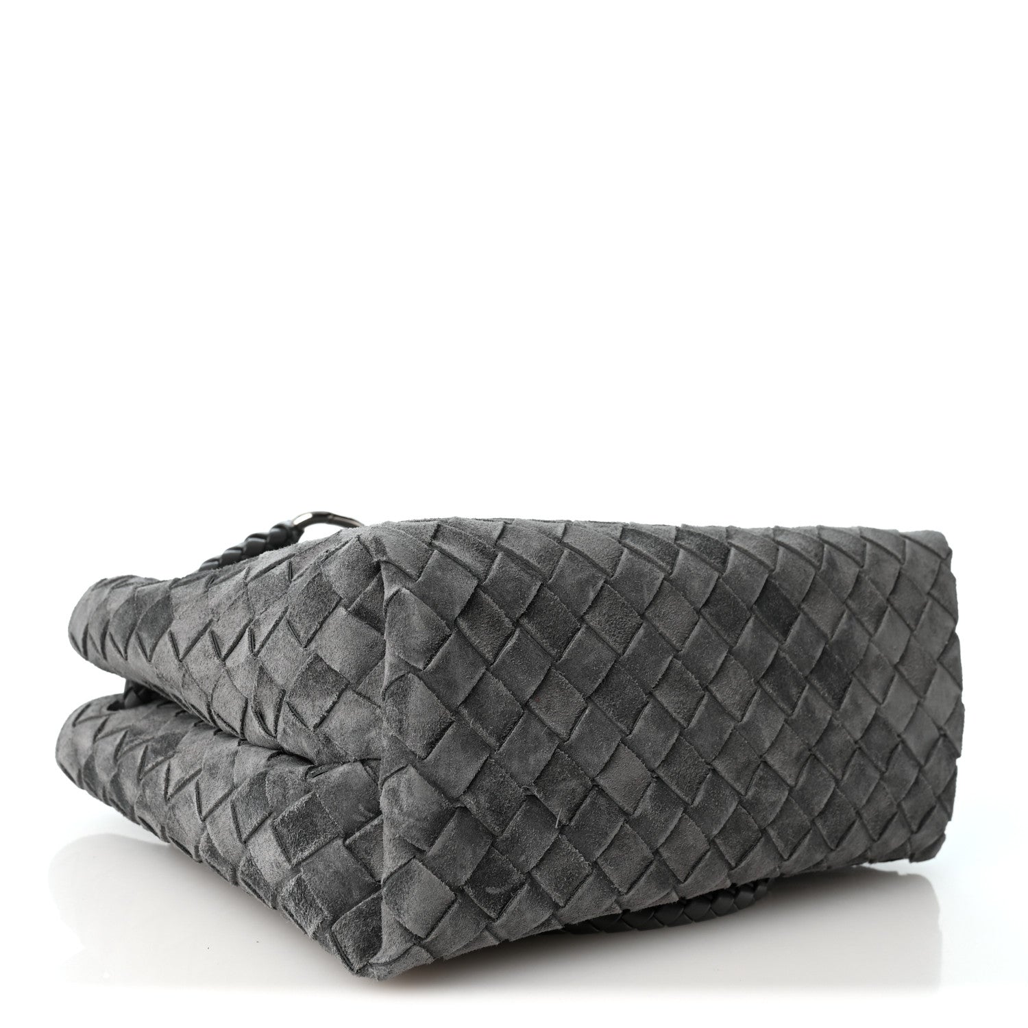 Bottega Veneta Suede Intrecciato Small Andiamo Shoulder Bag Graphite 3 of 8