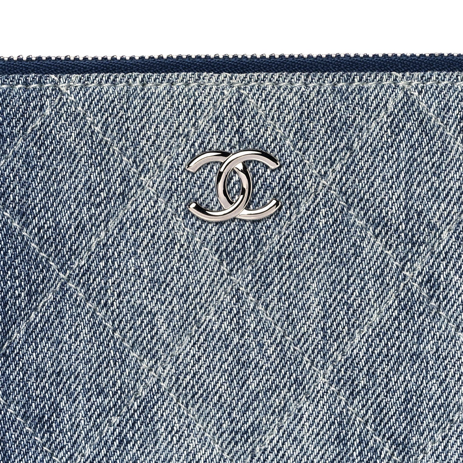 Chanel Denim Pocket Medium Cosmetic Case Blue 10 of 14