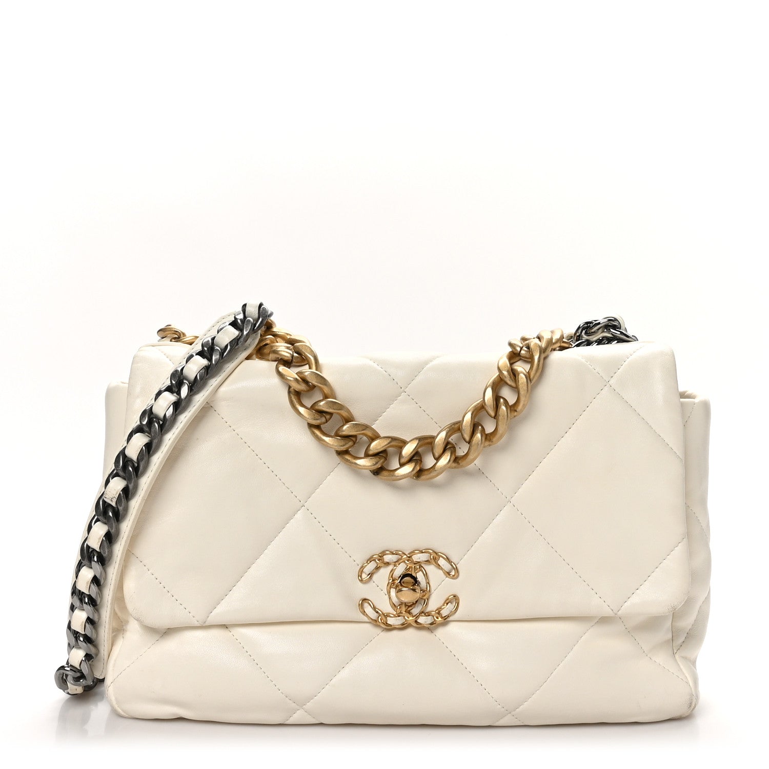 Chanel Lambskin Quilted Large Chanel 19 Flap Light Beige 1 of 10