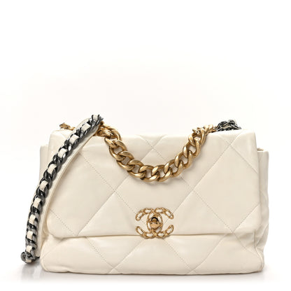 Chanel Lambskin Quilted Large Chanel 19 Flap Light Beige 1 of 10