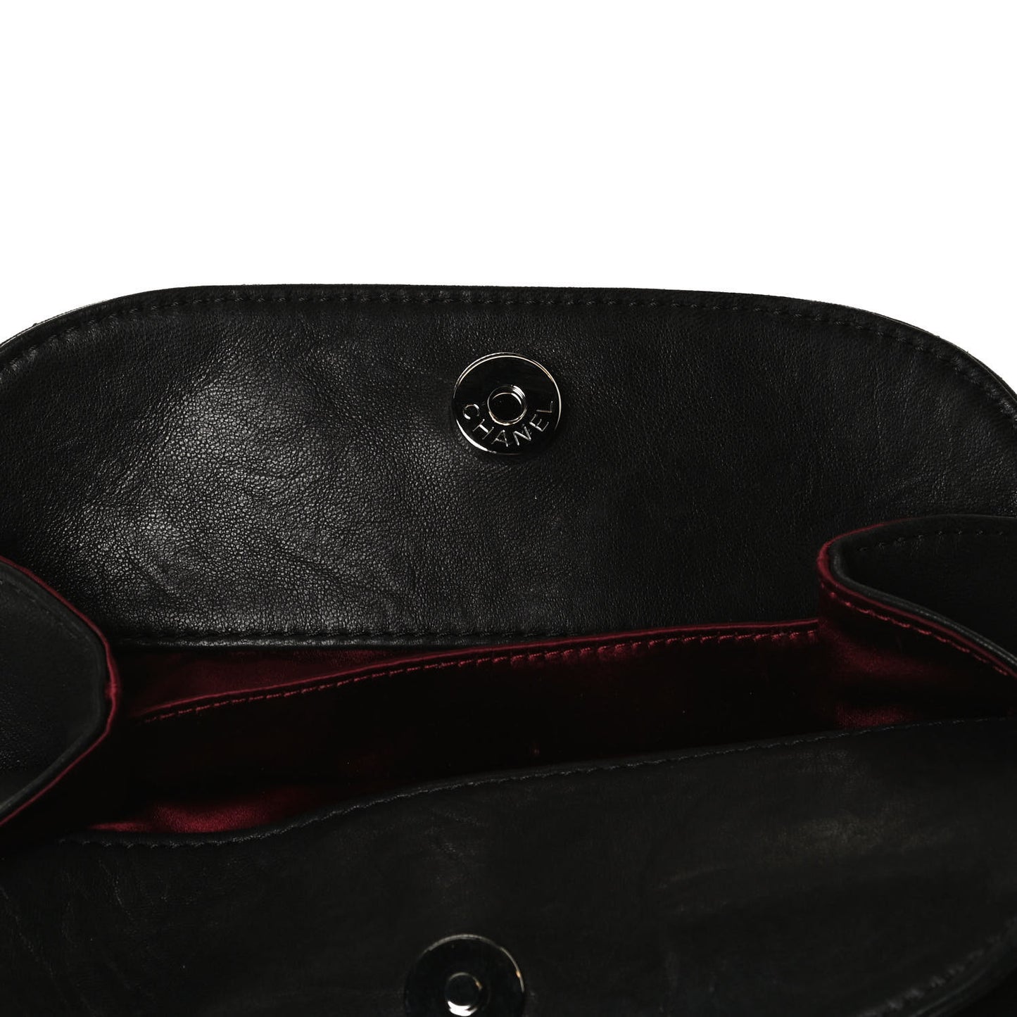 Aged Calfskin Quilted Leo Lion Clutch Black