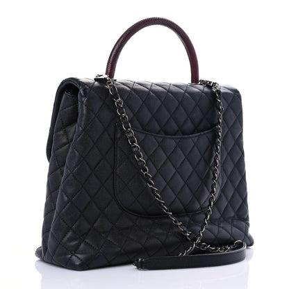 Chanel Caviar Lizard Quilted Large Coco Handle Flap Black 2 of 16