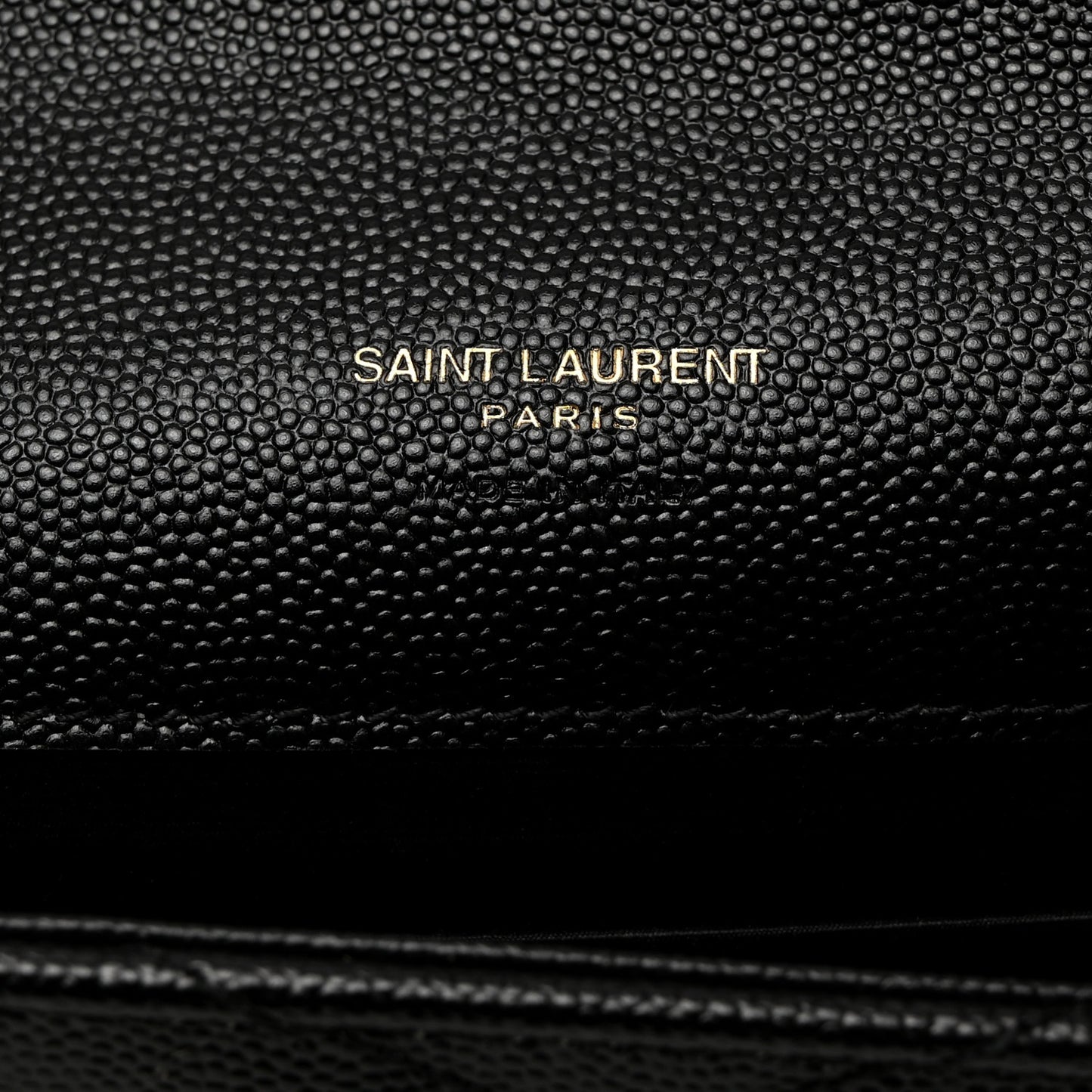 Grain De Poudre Matelasse Chevron Monogram Envelope Clutch Black