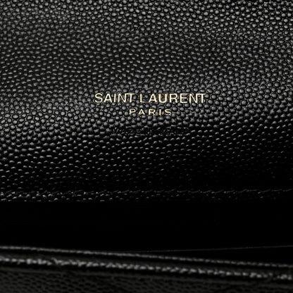 Saint Laurent Grain De Poudre Matelasse Chevron Monogram Envelope Clutch Black 6 of 8