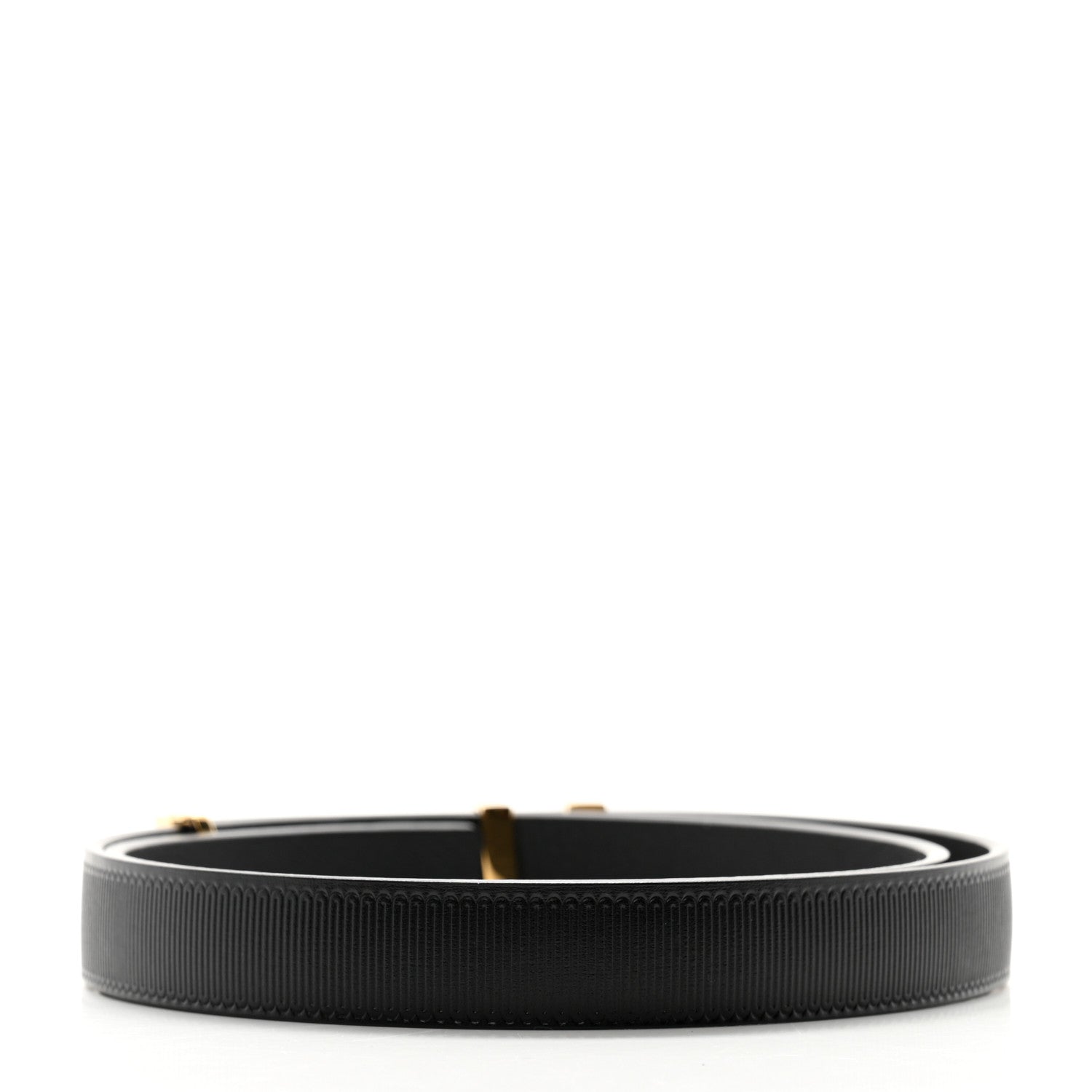 Louis Vuitton Calfskin Embossed LV Initiales 20mm Belt 75 30 Black 2 of 9