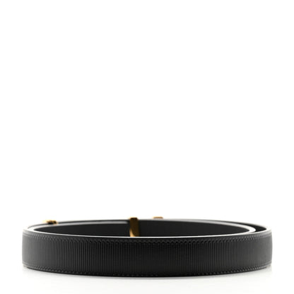 Louis Vuitton Calfskin Embossed LV Initiales 20mm Belt 75 30 Black 2 of 9