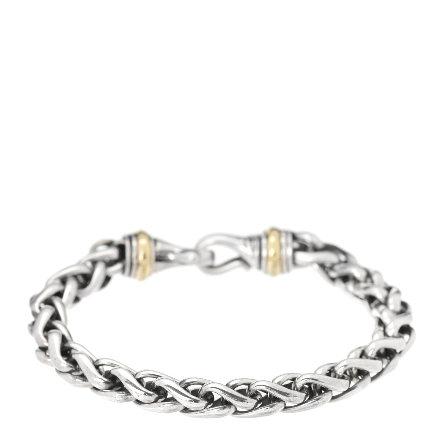 Sterling Silver 14K Yellow Gold 6mm Wheat Chain Bracelet