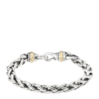 David Yurman Sterling Silver 14K Yellow Gold 6mm Wheat Chain Bracelet 1 of 4