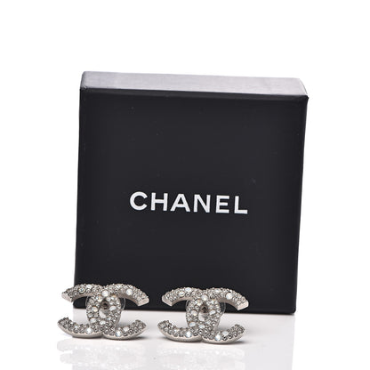 Chanel Crystal Timeless CC Earrings Silver 5 of 5