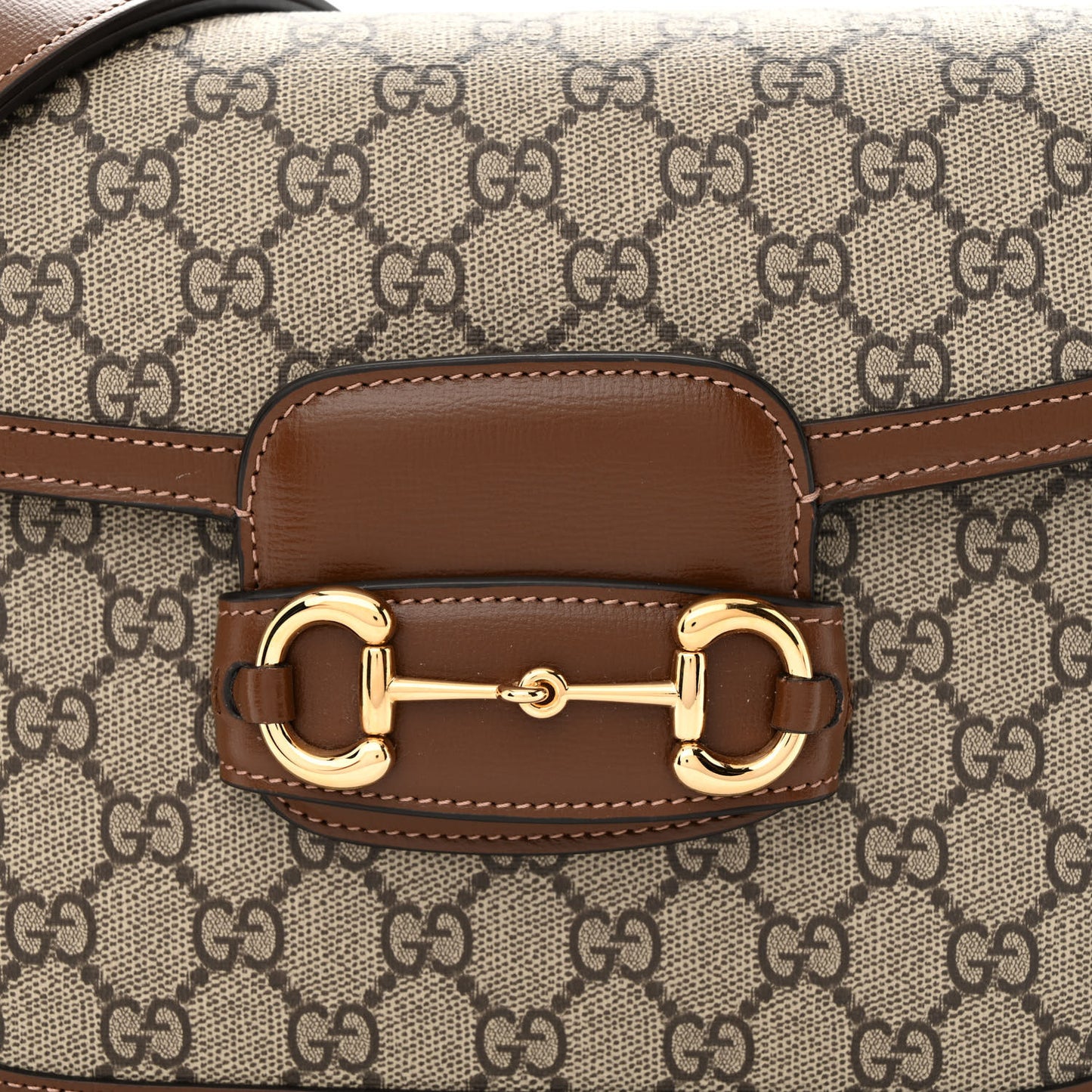 GG Supreme Monogram Horsebit 1955 Shoulder Bag Beige Brown Sugar