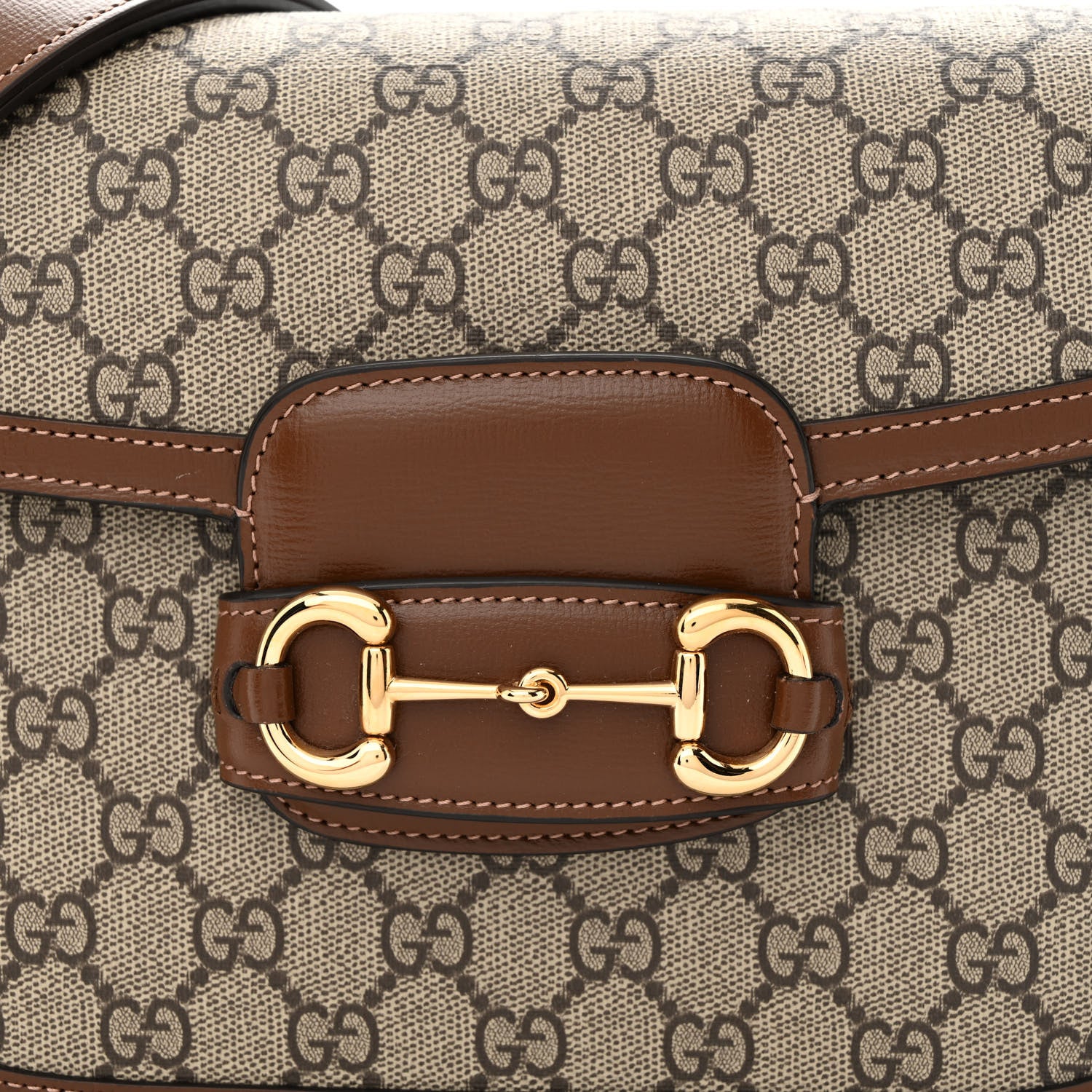 Gucci GG Supreme Monogram Horsebit 1955 Shoulder Bag Beige Brown Sugar 8 of 11