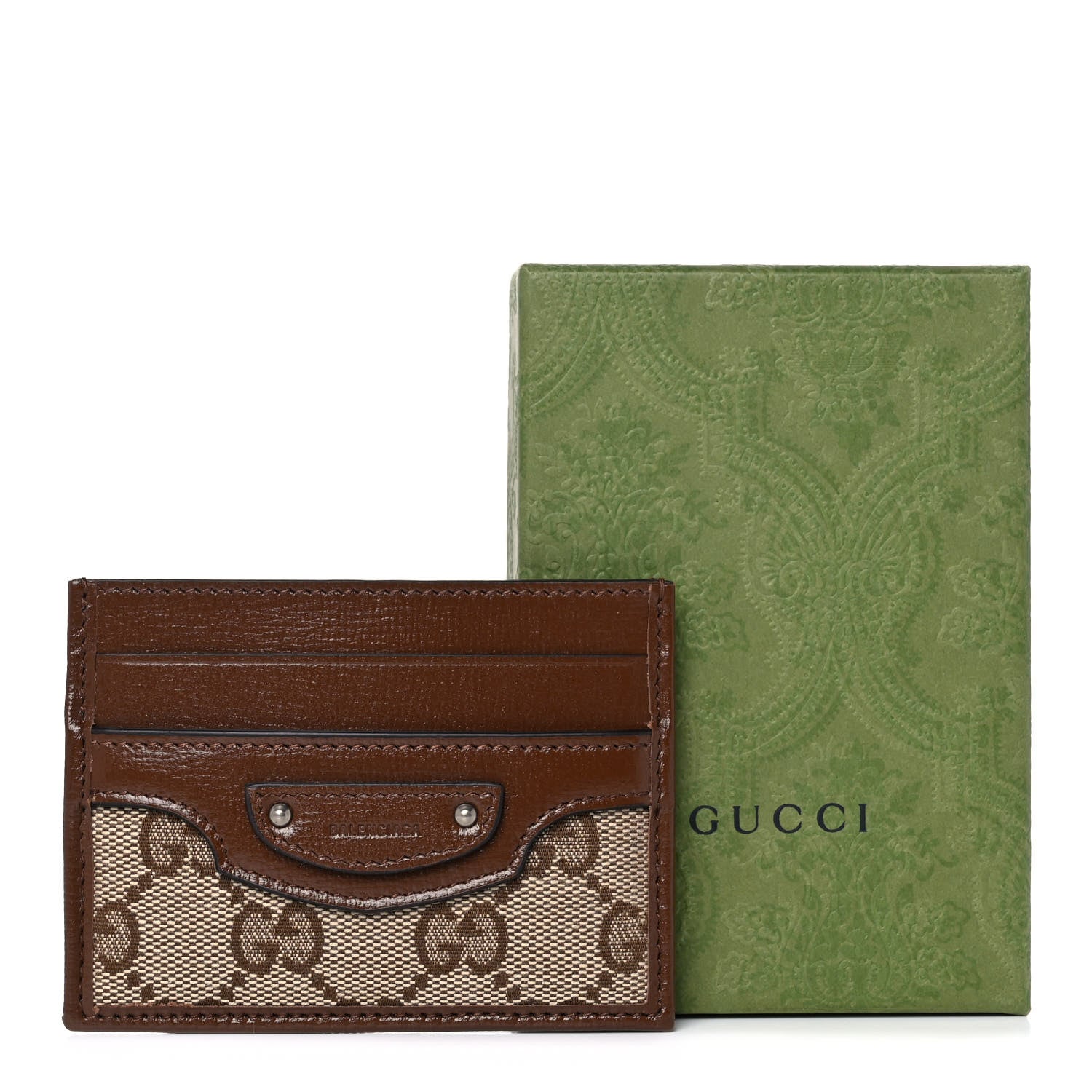 Balenciaga X GUCCI GG Monogram Azalea Calfskin Neo Classic Card Holder Beige Ebony Brown Sugar 8 of 8