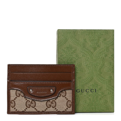 Balenciaga X GUCCI GG Monogram Azalea Calfskin Neo Classic Card Holder Beige Ebony Brown Sugar 8 of 8