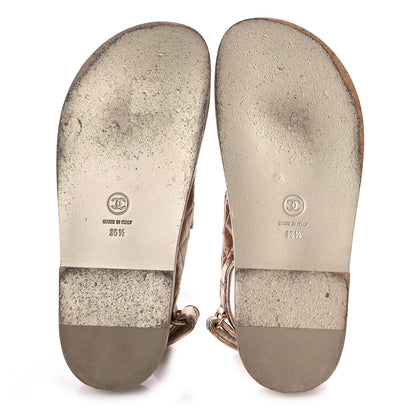 Chanel Iridescent Lambskin Quilted Velcro Dad Sandals 36.5 Light Bronze 6 of 13