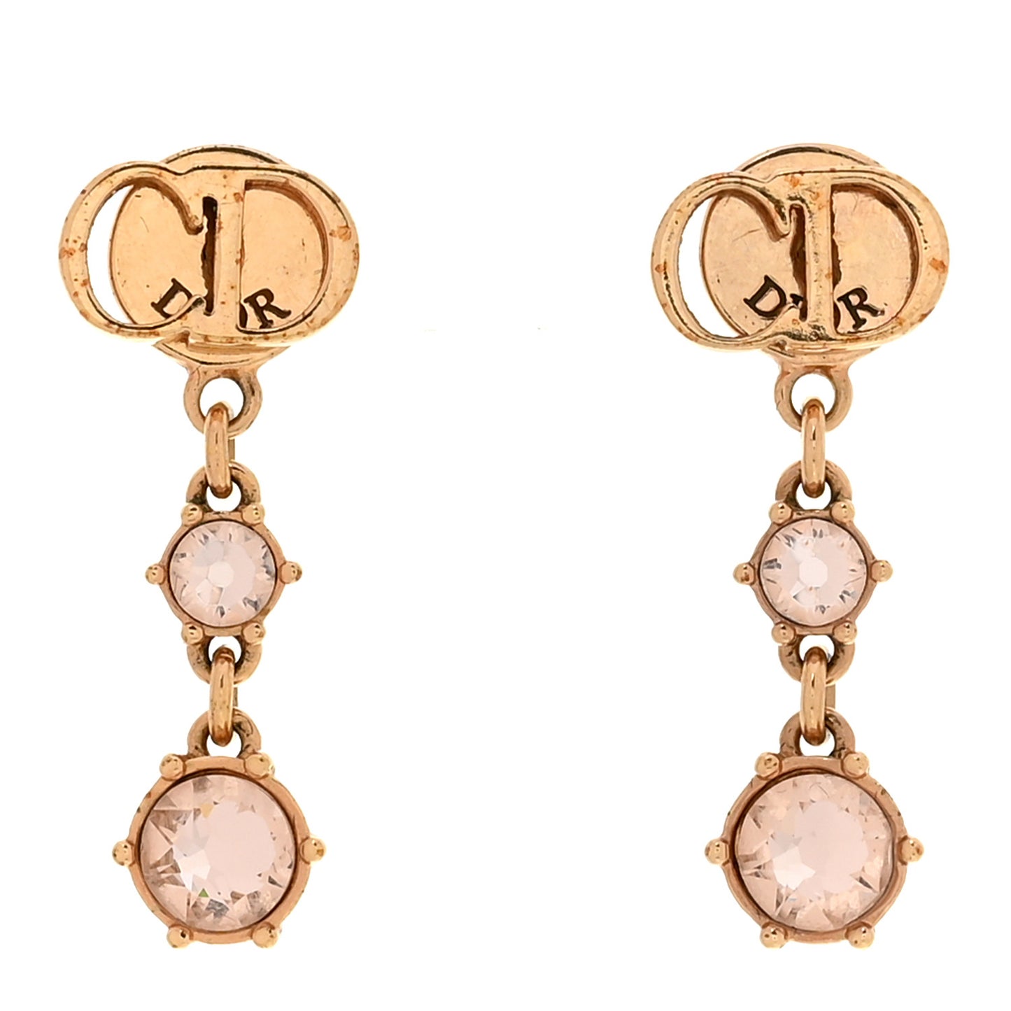 Crystal CD Drop Earrings Rose Gold Pink