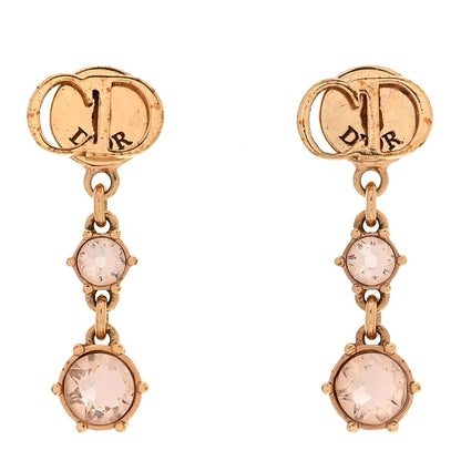 Christian Dior Crystal CD Drop Earrings Rose Gold Pink 1 of 4