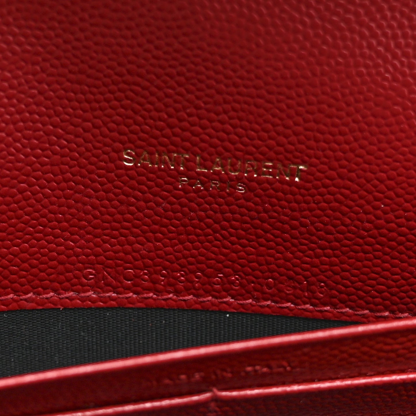 Grain De Poudre Matelasse Chevron Monogram Envelope Chain Wallet New Red