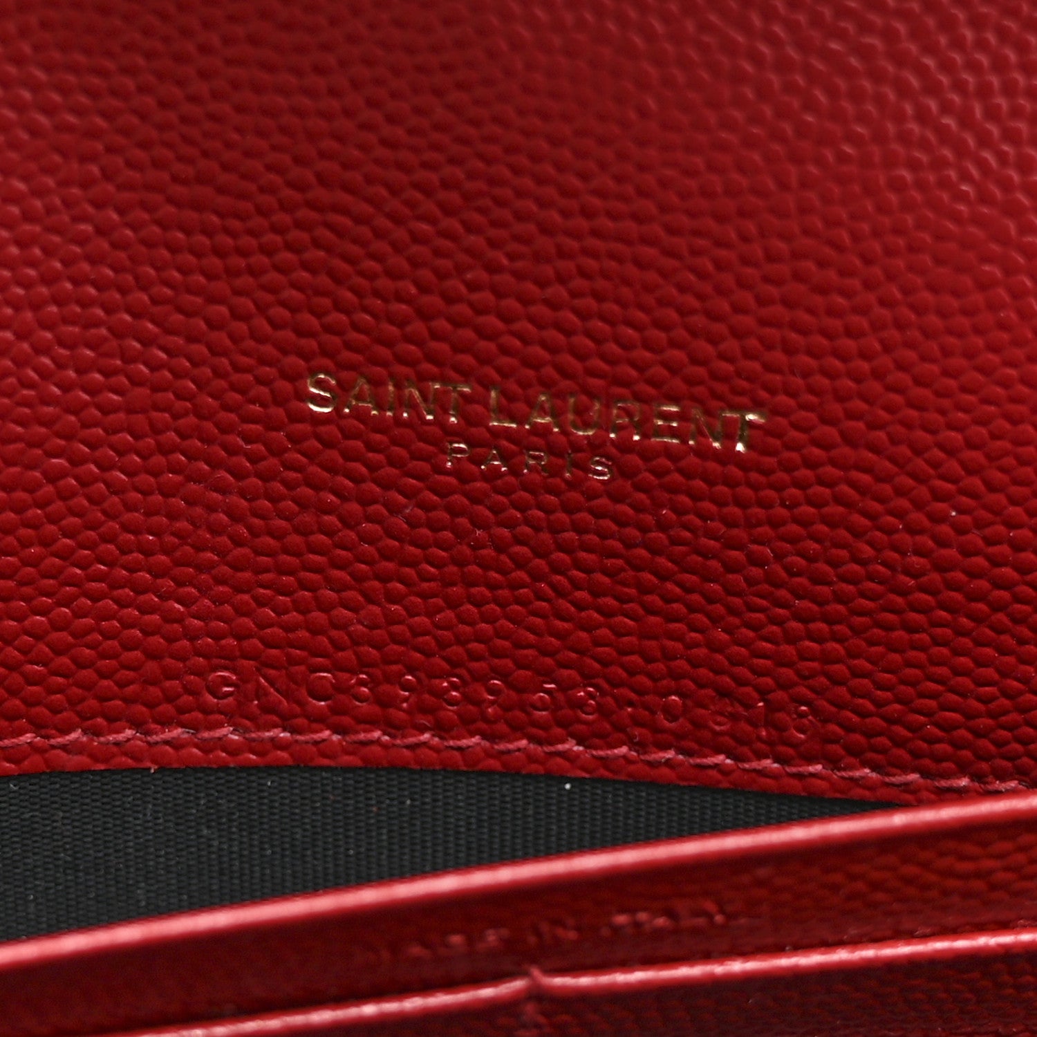 Saint Laurent Grain De Poudre Matelasse Chevron Monogram Envelope Chain Wallet New Red 7 of 10