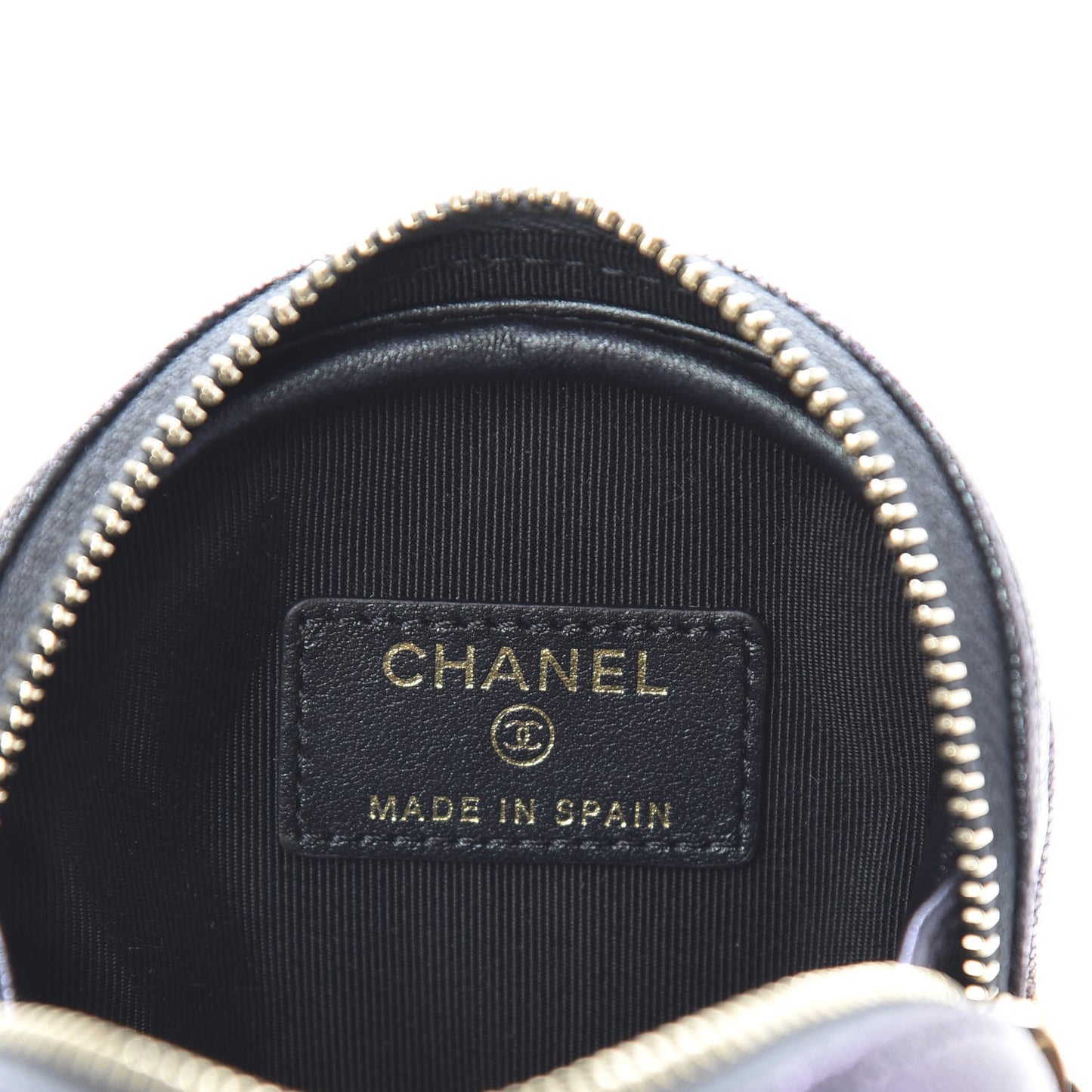 Iridescent Caviar Quilted Zip Around Classic Coin Purse Black