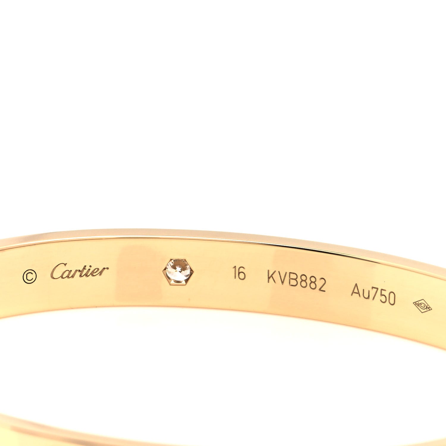 Cartier 18K Yellow Gold 4 Diamond LOVE Bracelet 16 3 of 4