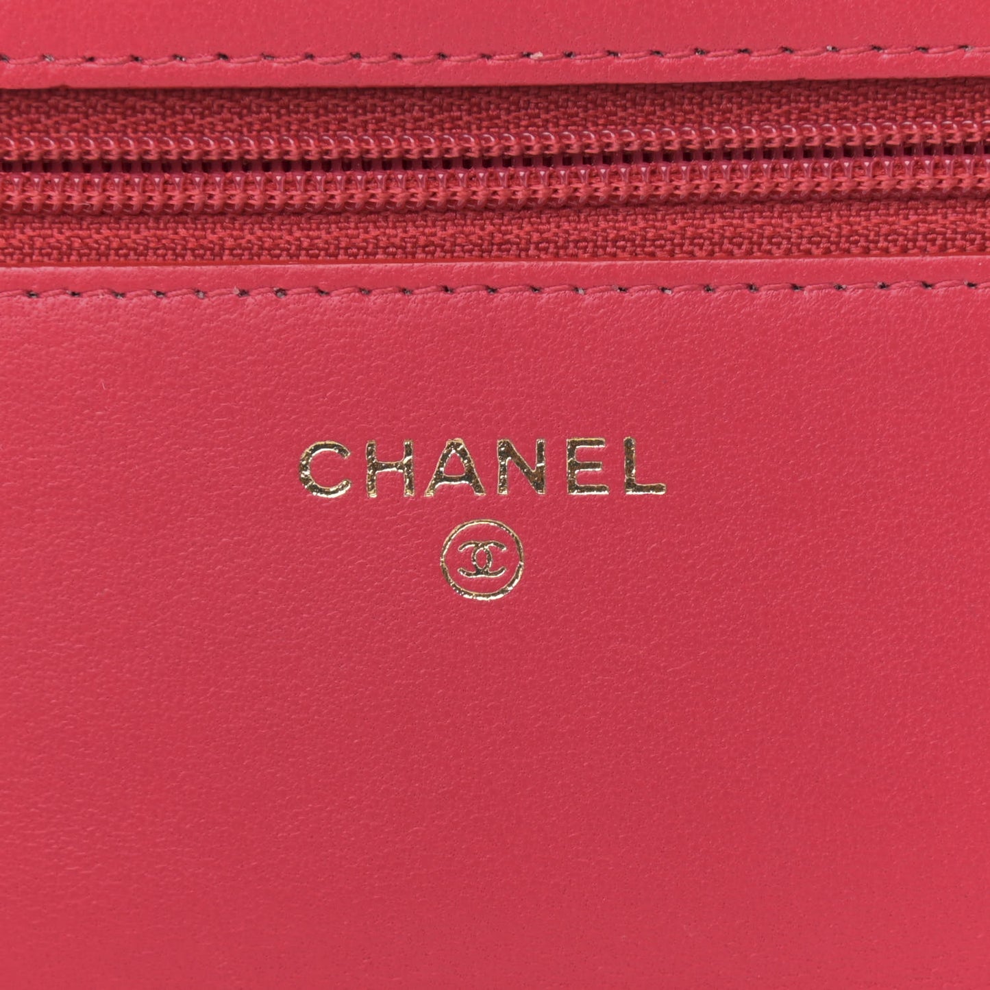 Lambskin Quilted Wallet On Chain WOC Dark Pink