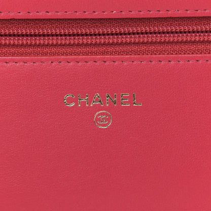 Chanel Lambskin Quilted Wallet On Chain WOC Dark Pink 6 of 15