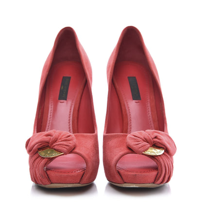 Louis Vuitton Suede Catania Pumps 36.5 Red 2 of 11