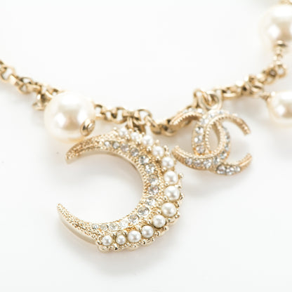 Chanel Crystal Pearl CC Moon Bracelet Light Gold 4 of 5