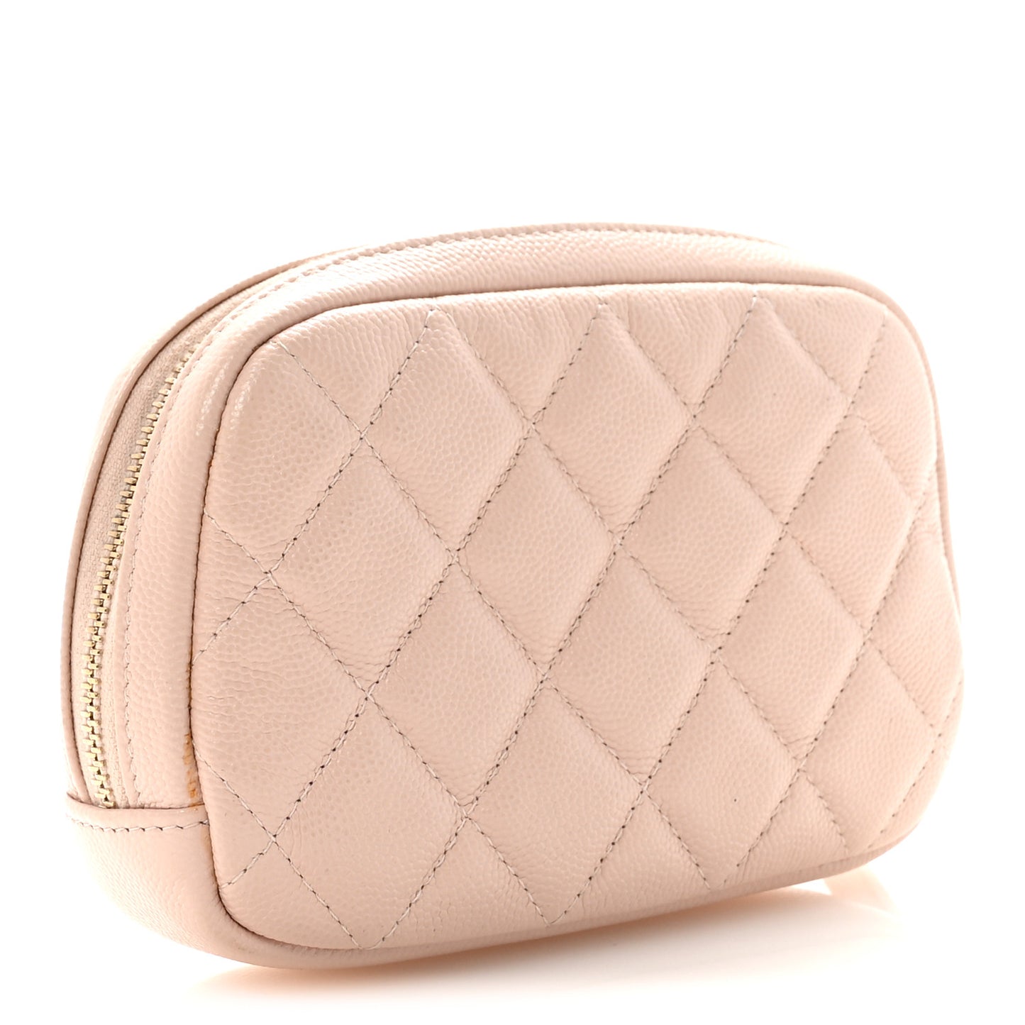 Caviar Quilted Small Curvy Pouch Cosmetic Case Light Pink