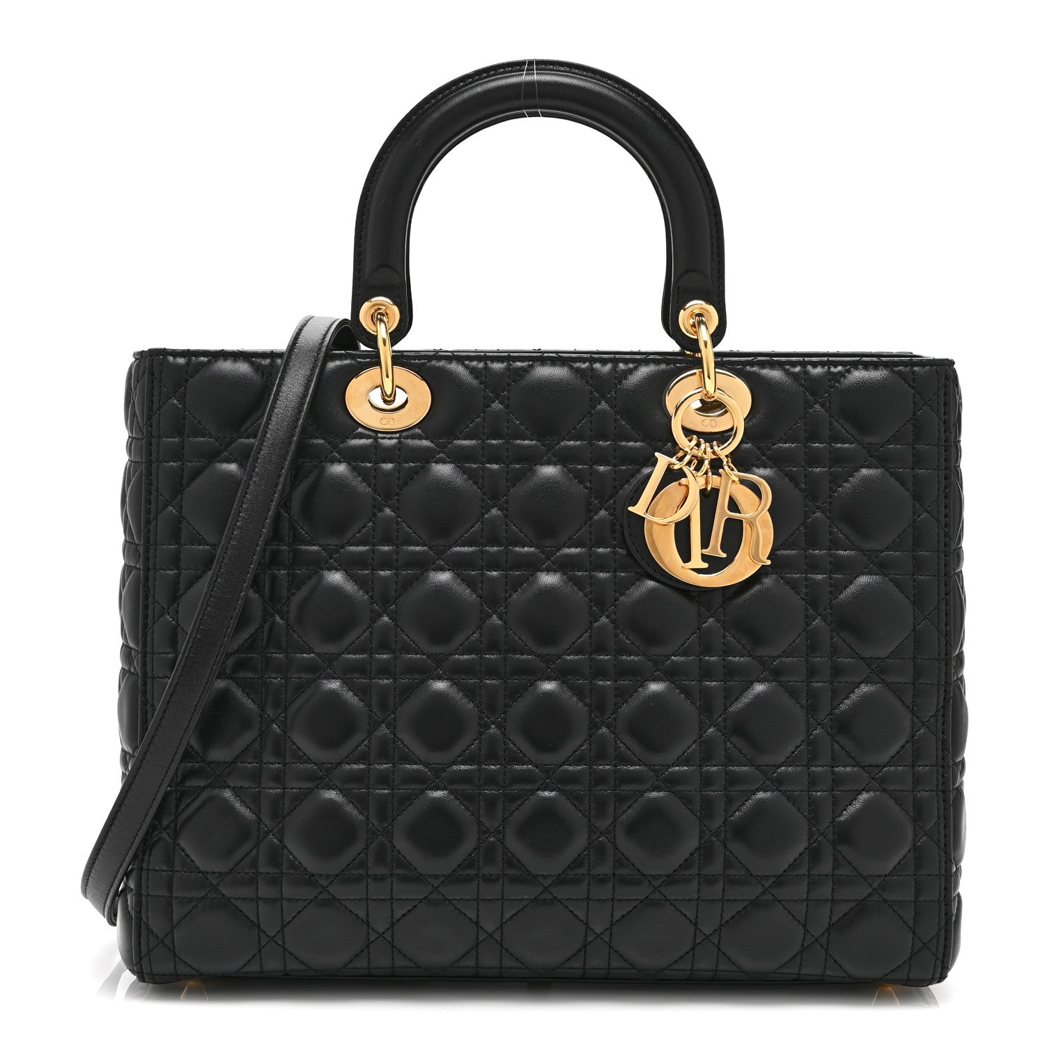 Christian Dior Lambskin Cannage Large Lady Dior Black 1 of 10