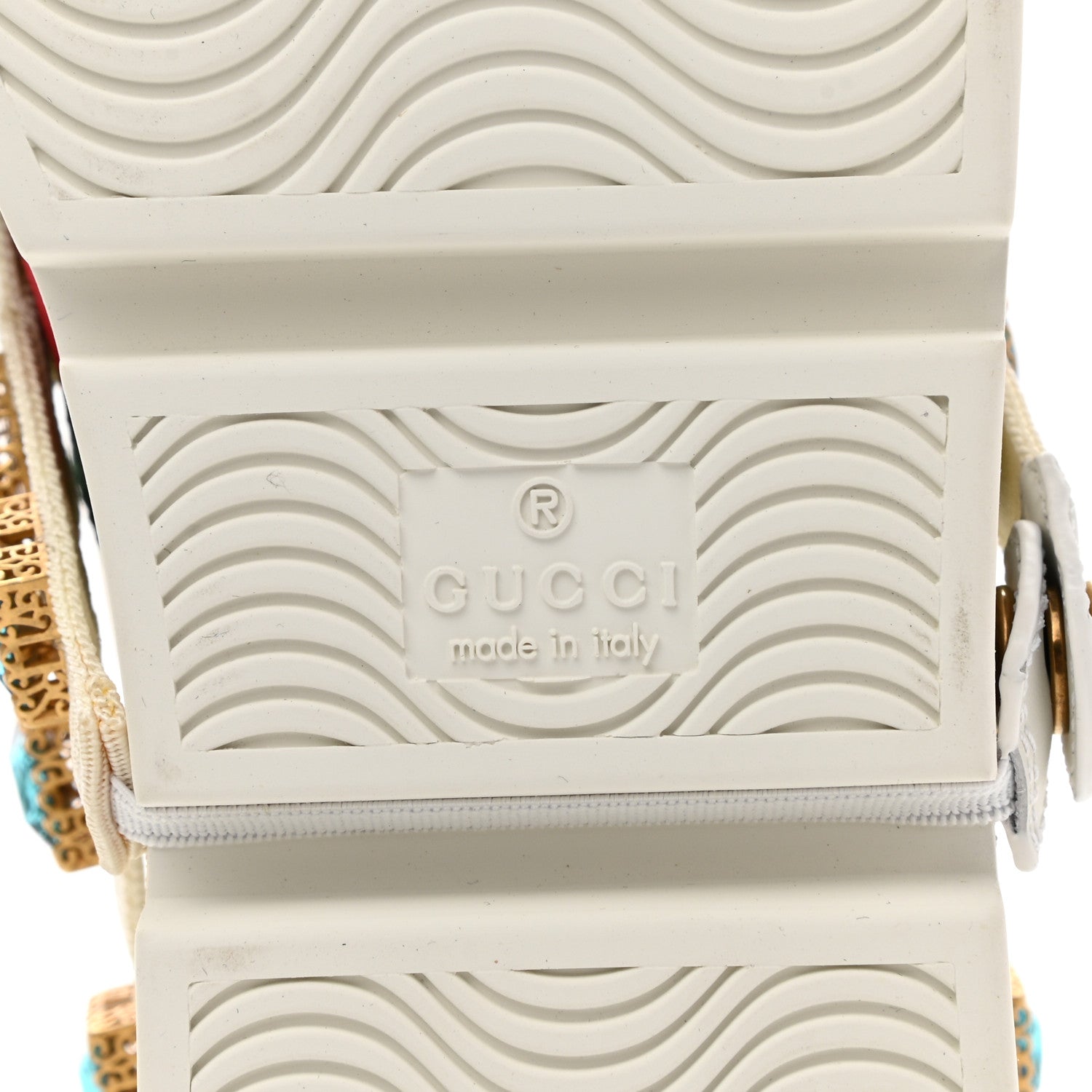 Gucci Calfskin Removable Crystals Bee Embroidered Ace Platform Sneakers 35 White 6 of 12