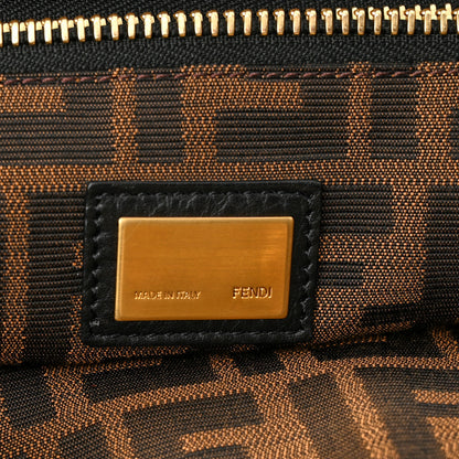 Fendi Goatskin Zucca Large Peekaboo Iconic Satchel Black Tobacco 7 of 13