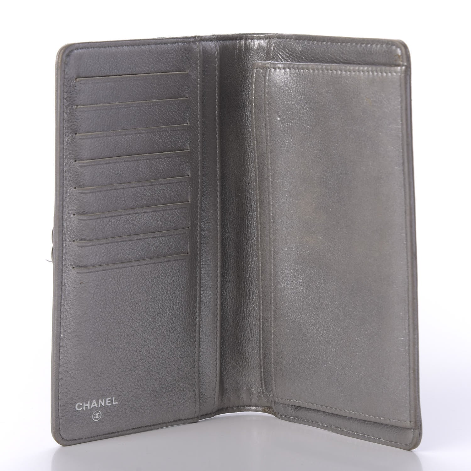 Chanel Metallic Calfskin Quilted Boy Yen Wallet Silver 5 of 11