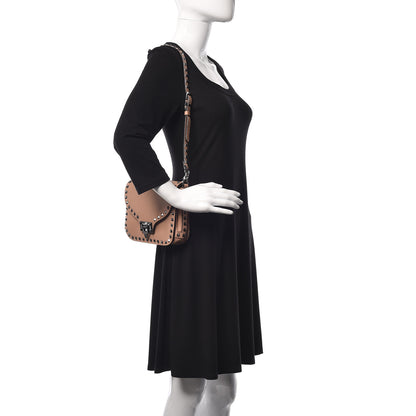 Valentino Garavani Pebbled Calfskin Rockstud Shoulder Flap Messenger Bag Soft Noisette 2 of 8