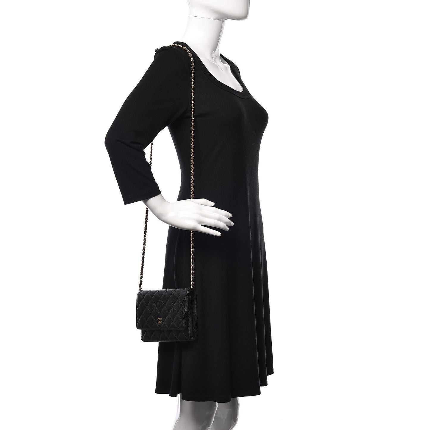 Caviar Quilted Wallet On Chain WOC Black