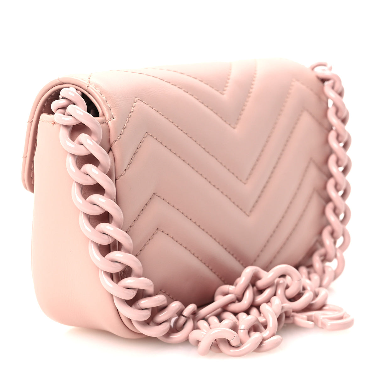 Gucci Calfskin Matelasse Monochrome GG Marmont Chain Belt Bag Perfect Pink 3 of 10