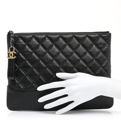 Chanel Aged Calfskin Quilted Medium Gabrielle Cosmetic Case Black 2 of 7