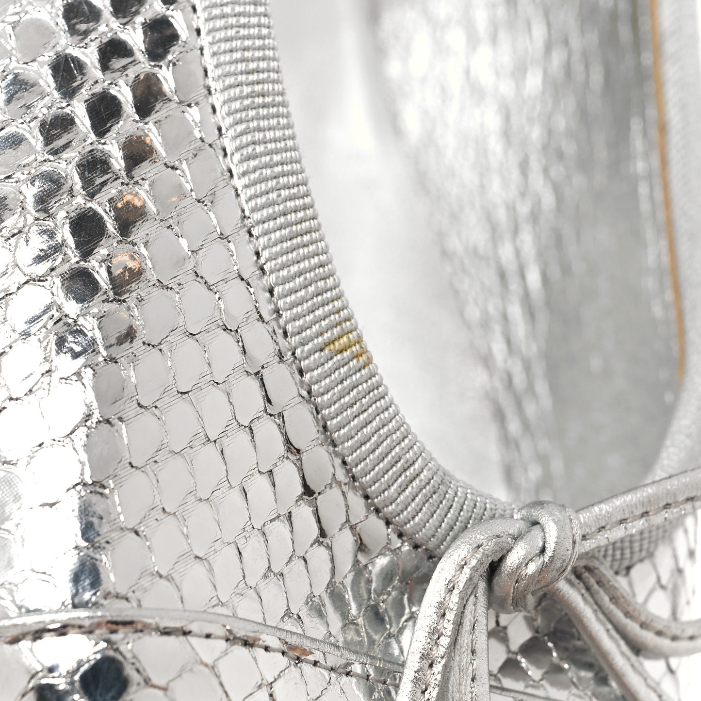 Mirror Effect Python Cap Toe CC Ballerina Flats 38 Silver