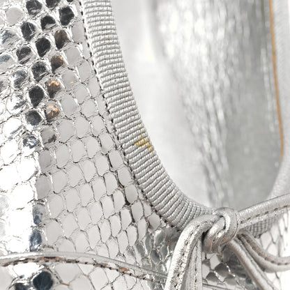 Chanel Mirror Effect Python Cap Toe CC Ballerina Flats 38 Silver 9 of 9