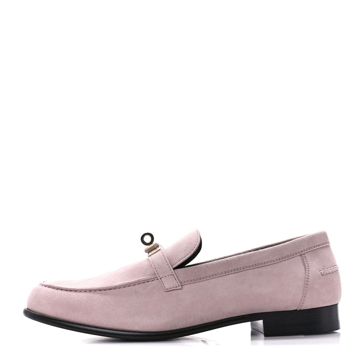 Hermes Suede Goatskin Womens Destin Loafer 41 Rose Opaline 1 of 10