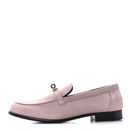 Hermes Suede Goatskin Womens Destin Loafer 41 Rose Opaline 1 of 10