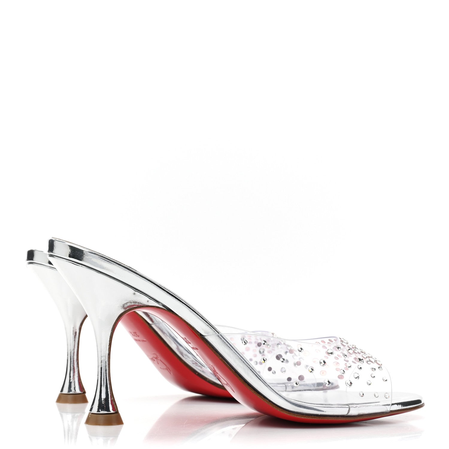 Christian Louboutin PVC Crystal Degramule Strass 85 Mules 37.5 Silver 5 of 10