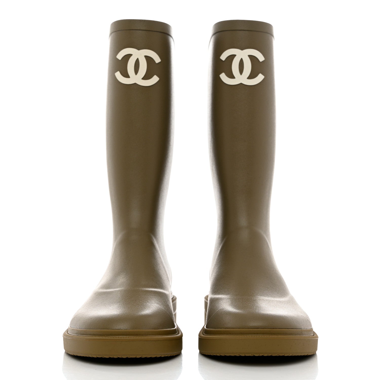 Chanel Caoutchouk CC High Boots 41 Dark Beige 2 of 10