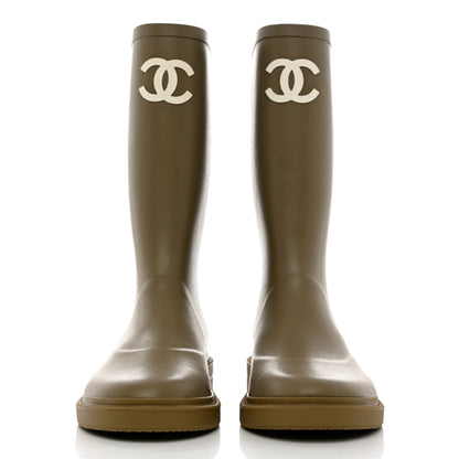 Chanel Caoutchouk CC High Boots 41 Dark Beige 2 of 10