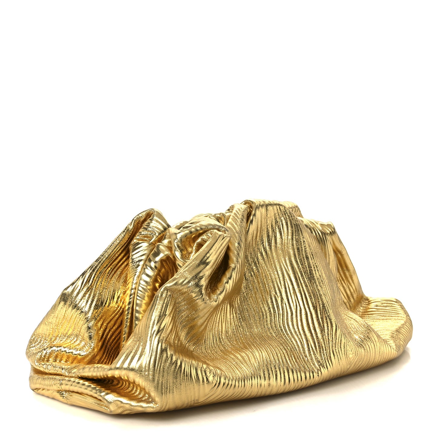 Metallic Bark Calfskin Embossed The Pouch Oversized Clutch Oro