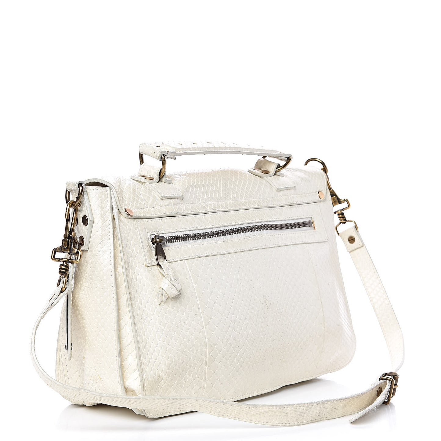 Snakeskin Calfskin Embossed Medium PS1 Satchel White