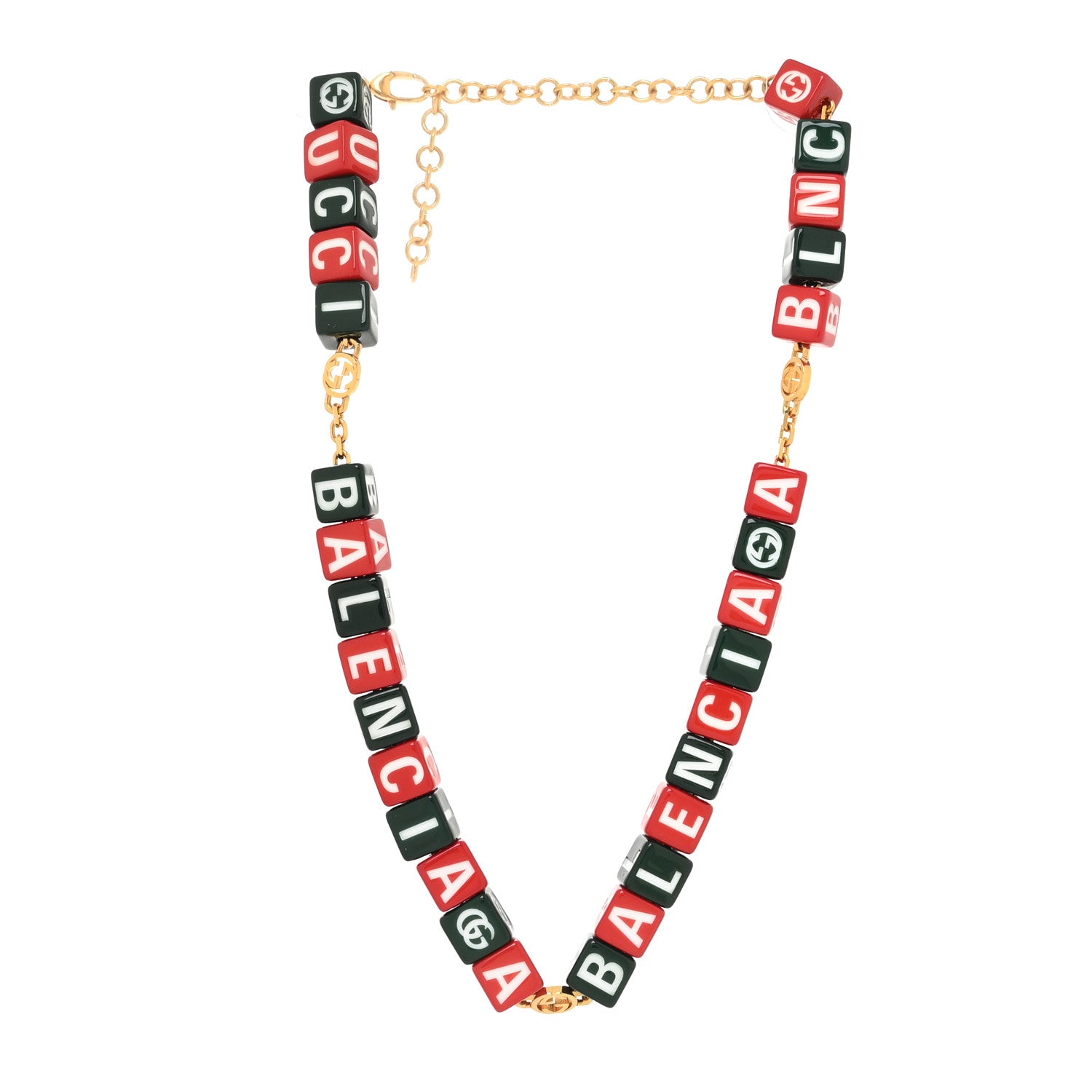Gucci X BALENCIAGA Resin Symbols Necklace Green Red 2 of 3