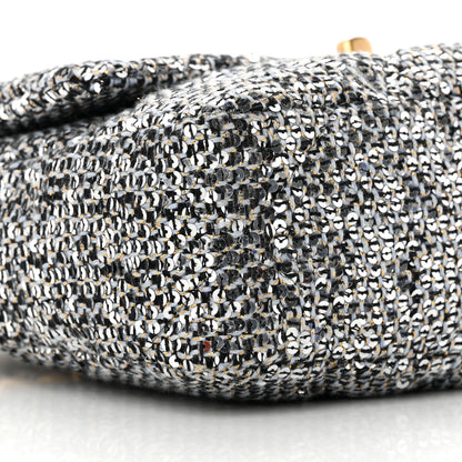 Chanel Sequin Quilted Medium Chanel 19 Flap Silver 9 of 10